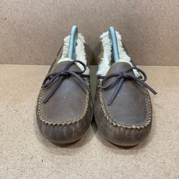 Ugg Olsen Brown Leather Mens Slipper Size 7 - Picture 2 of 8
